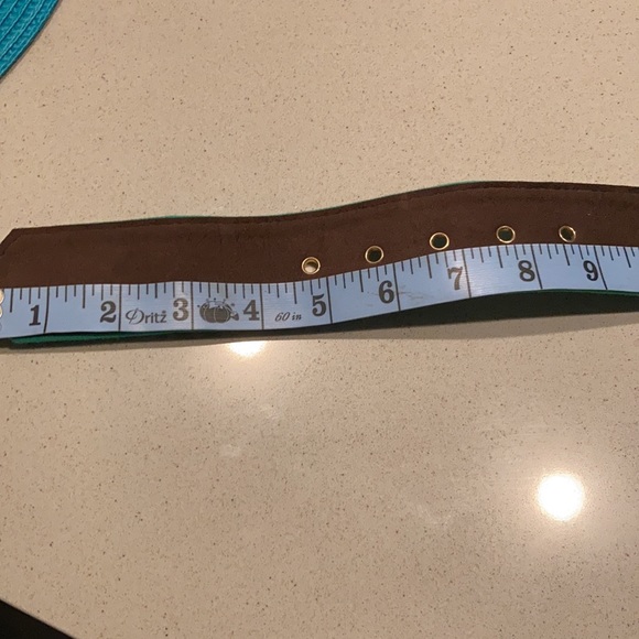 Milly Belt Wide Green Gold Statement Buckle Belt Size 6 - Picture 5 of 6